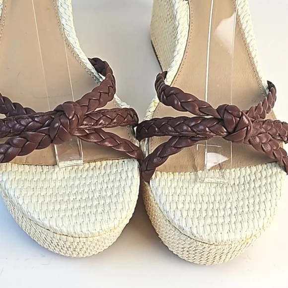 NEW Antonio Melani Lorinna Brown Braided Leather Ankle Strap Platform Sandal - Picture 5 of 16
